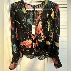 BCBGMAXAZRIA NWT floral sheer blouse XS